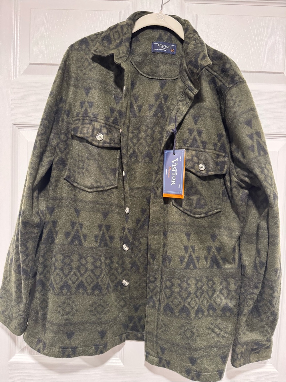 Varsity Olive & Dark Gray Patterned Lightweight Shirt Jacket